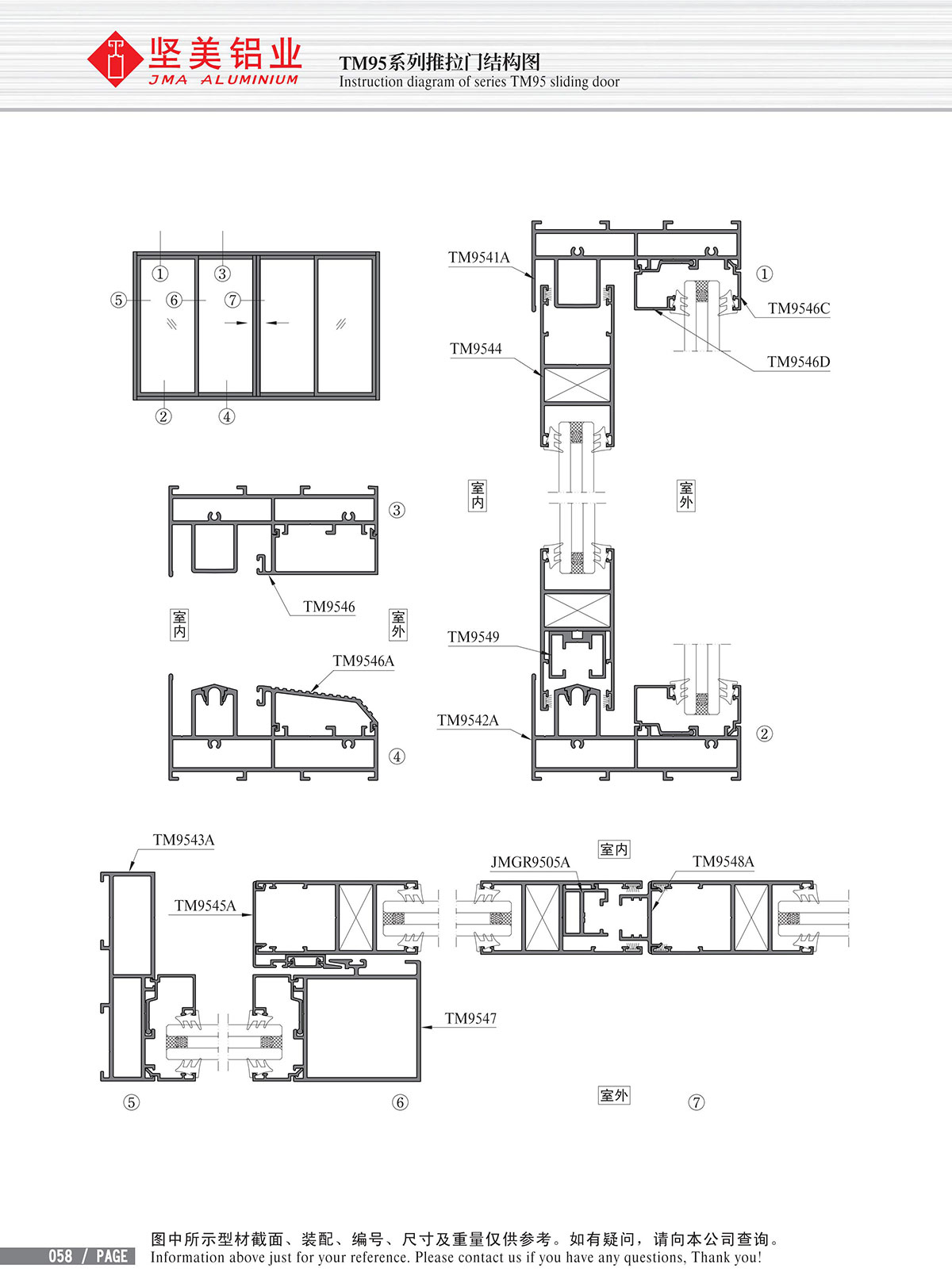 TM95系列推拉門(mén)結(jié)構(gòu)圖